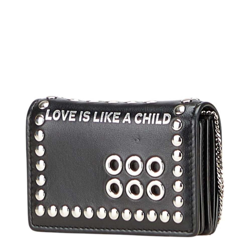 Burberry Case Card Chain Wallet Jessie Leather Compact Coin Black